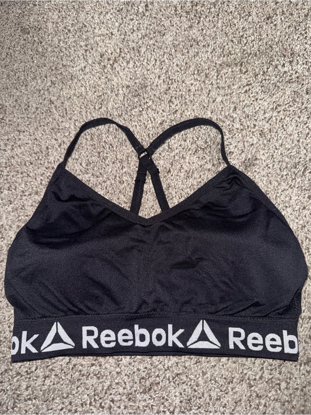 Reebok Black Logo Elastic Sports Bralette
